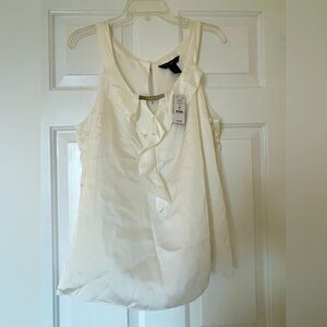 NWT! White House Black Market size XL white silk cascading shell tank top